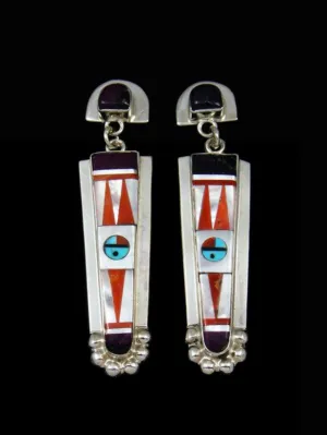 • MULTI-STONE INLAY • zuni dangle earrings