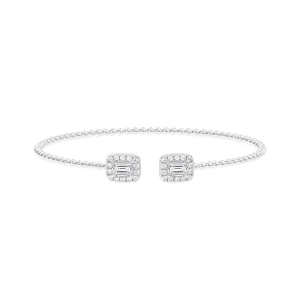 1 1/2ctw Emerald-Shaped Lab Grown Diamond White Gold Beaded Bracelet