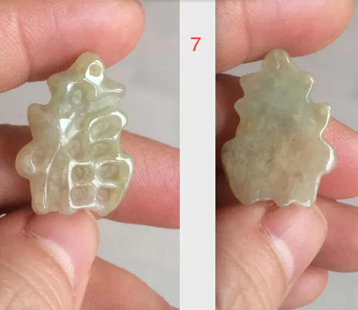 100% Natural light sugar yellow/green jadeite Jade blessed fortune pendant BG6