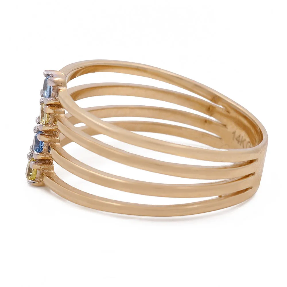 14K Yellow Gold Ring with Color Stones