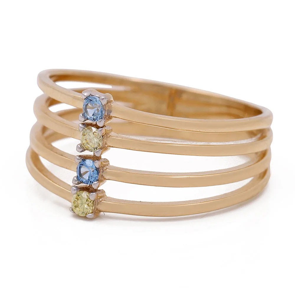 14K Yellow Gold Ring with Color Stones