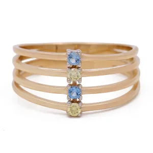 14K Yellow Gold Ring with Color Stones