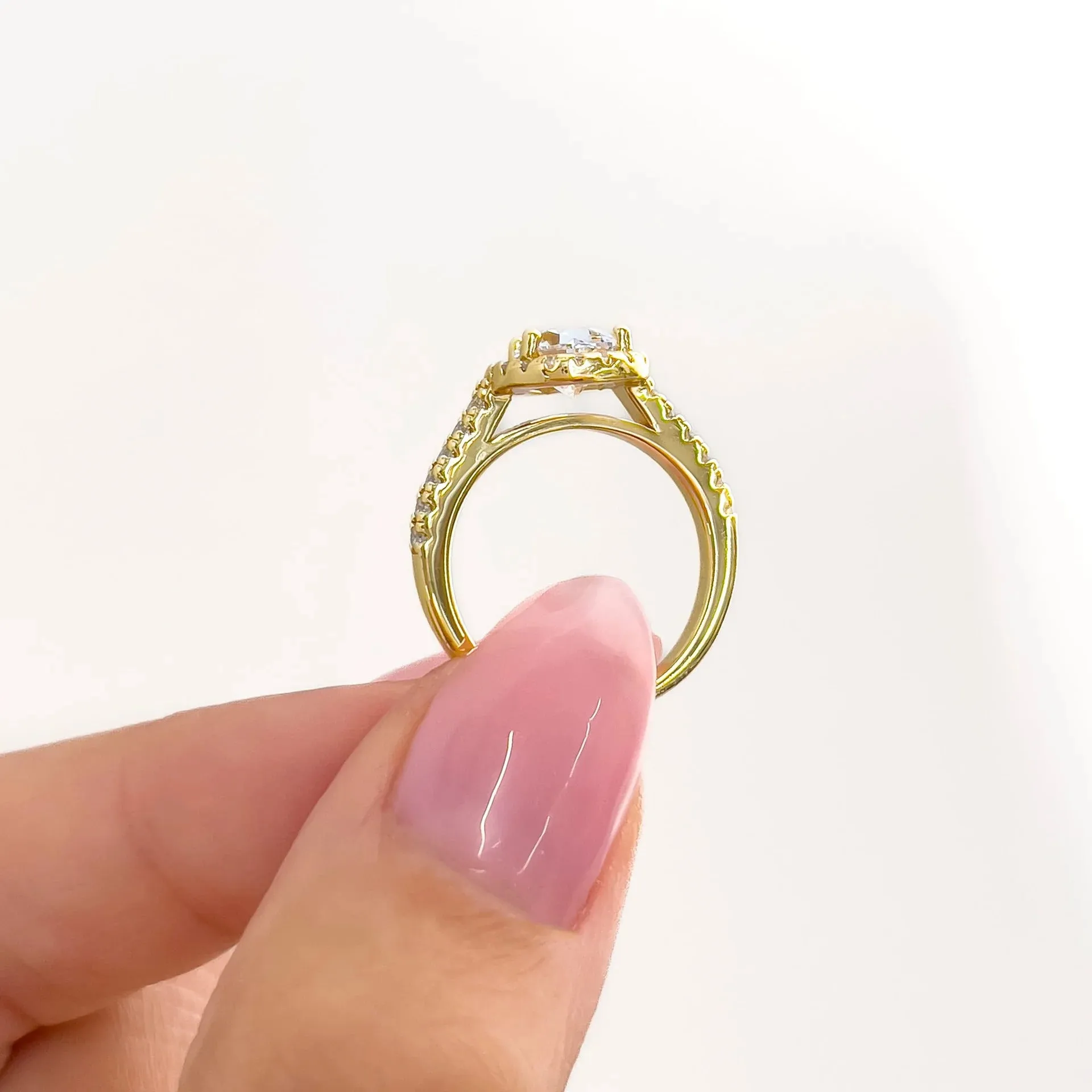 1.5 Carat Pear Halo Engagement Ring - Gold