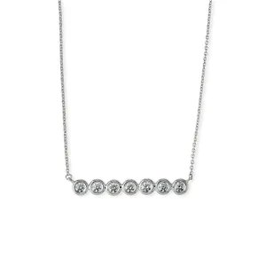 18K White Gold Diamond Bezel Bar Necklace