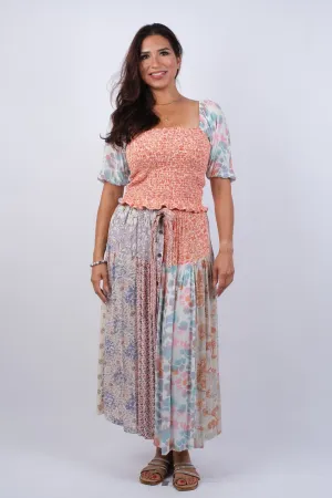225245 Rosy Mosiac Patchwork Crop Top