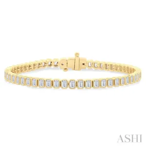 5 1/2 ctw North-South Bezel Set Emerald Cut Diamond Tennis Bracelet in 14K Yellow Gold