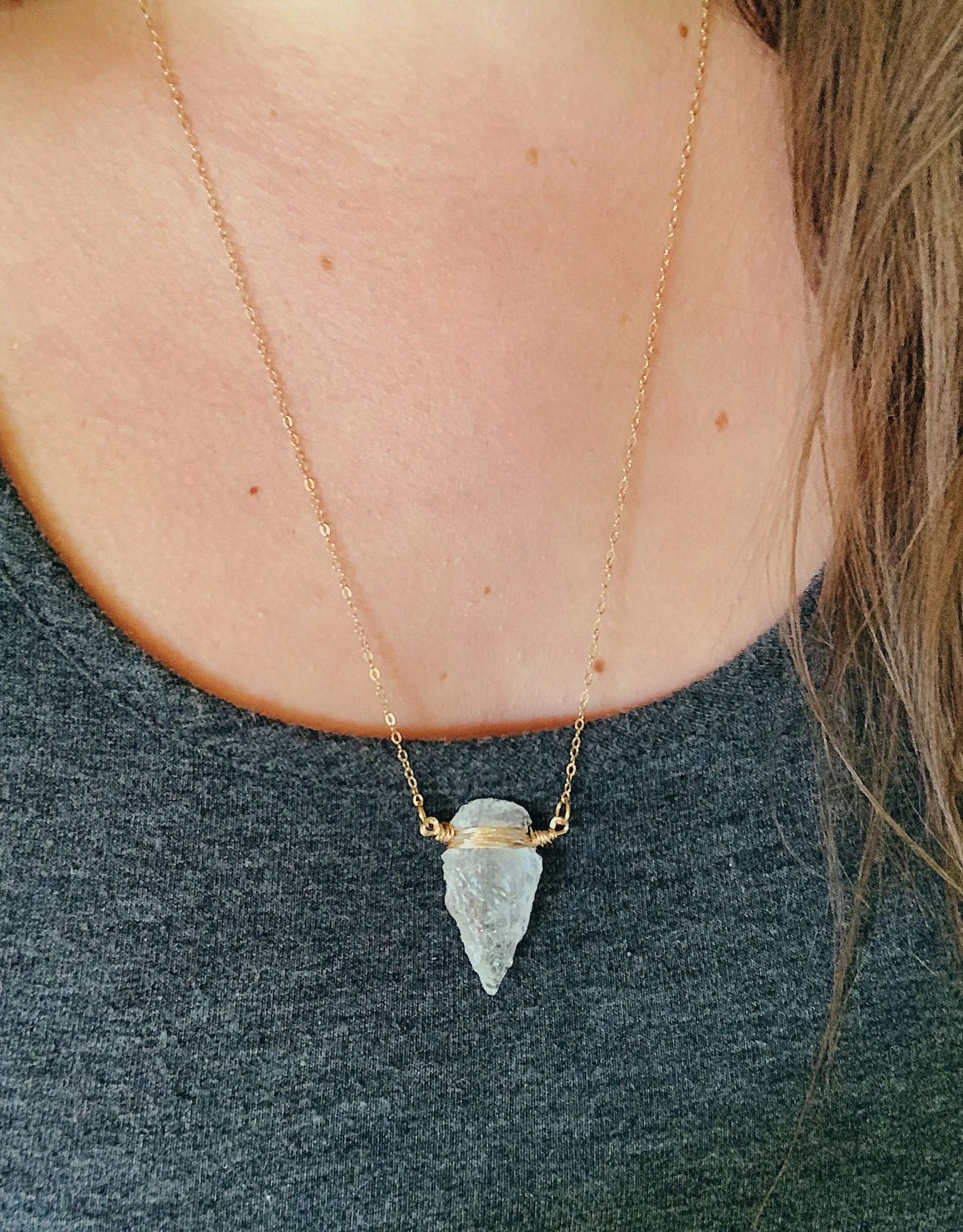Arrowhead Necklace | Clear Quartz