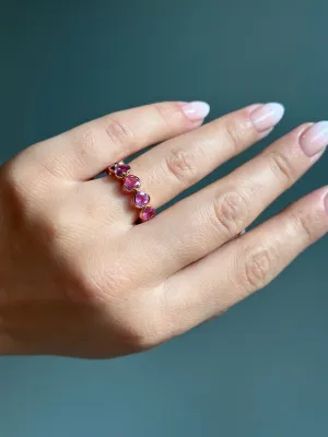 Bezel set pink sapphire heart eternity band 6.50ct
