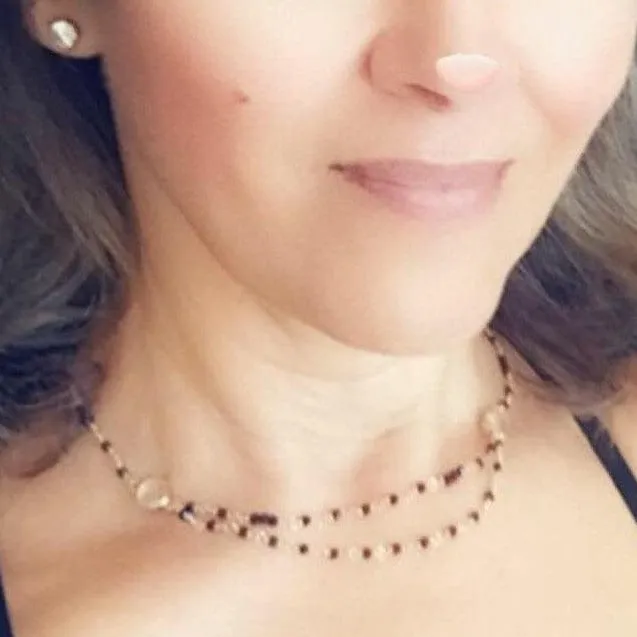 Black Spinel Necklace with Crystal