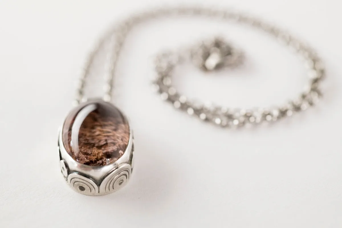 Borneo Lodolite Quartz Pendant in Silver Patchwork Bezel