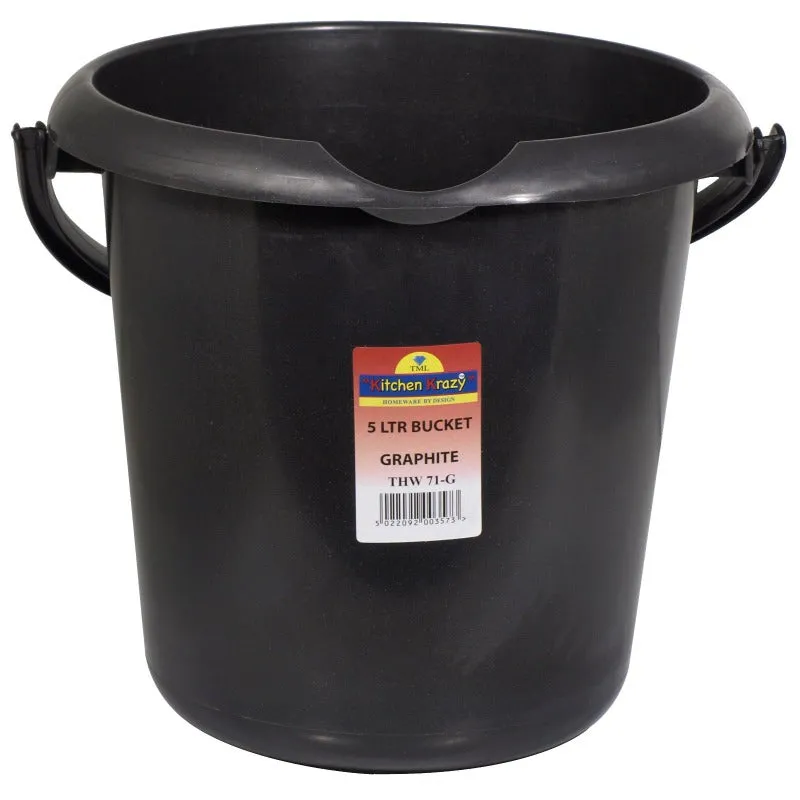Bucket with Handle & Spout 5L Graphite