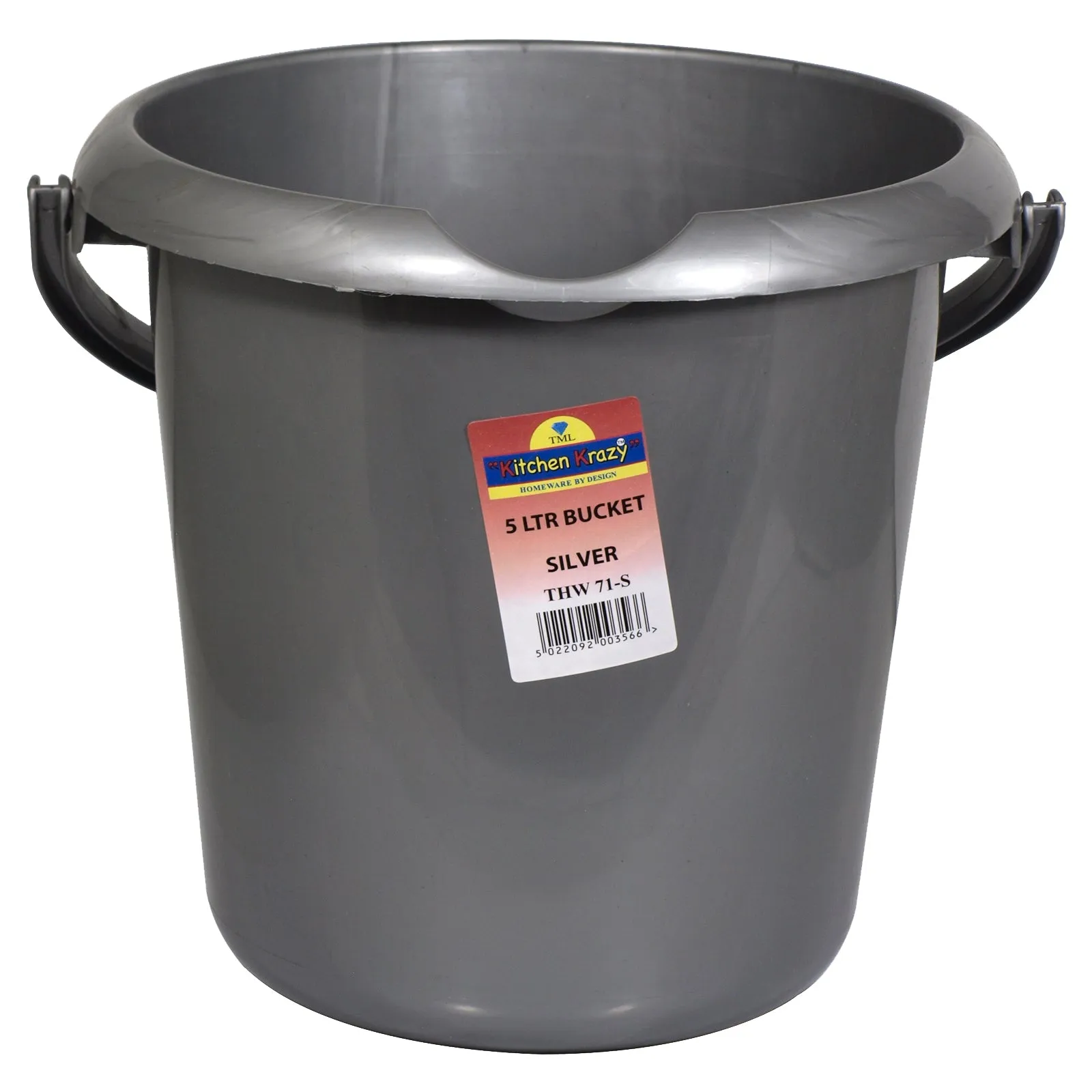 Bucket with Handle & Spout 5L Silver