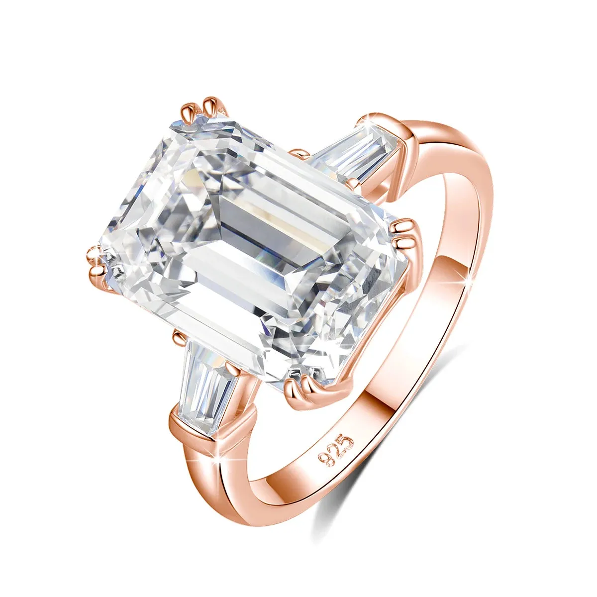 Certificated 10ct Emerald Cut Moissanite Ring Gold Big Diamond Wedding Jewelry For Women Waterproof Engagement Bride Gift New In