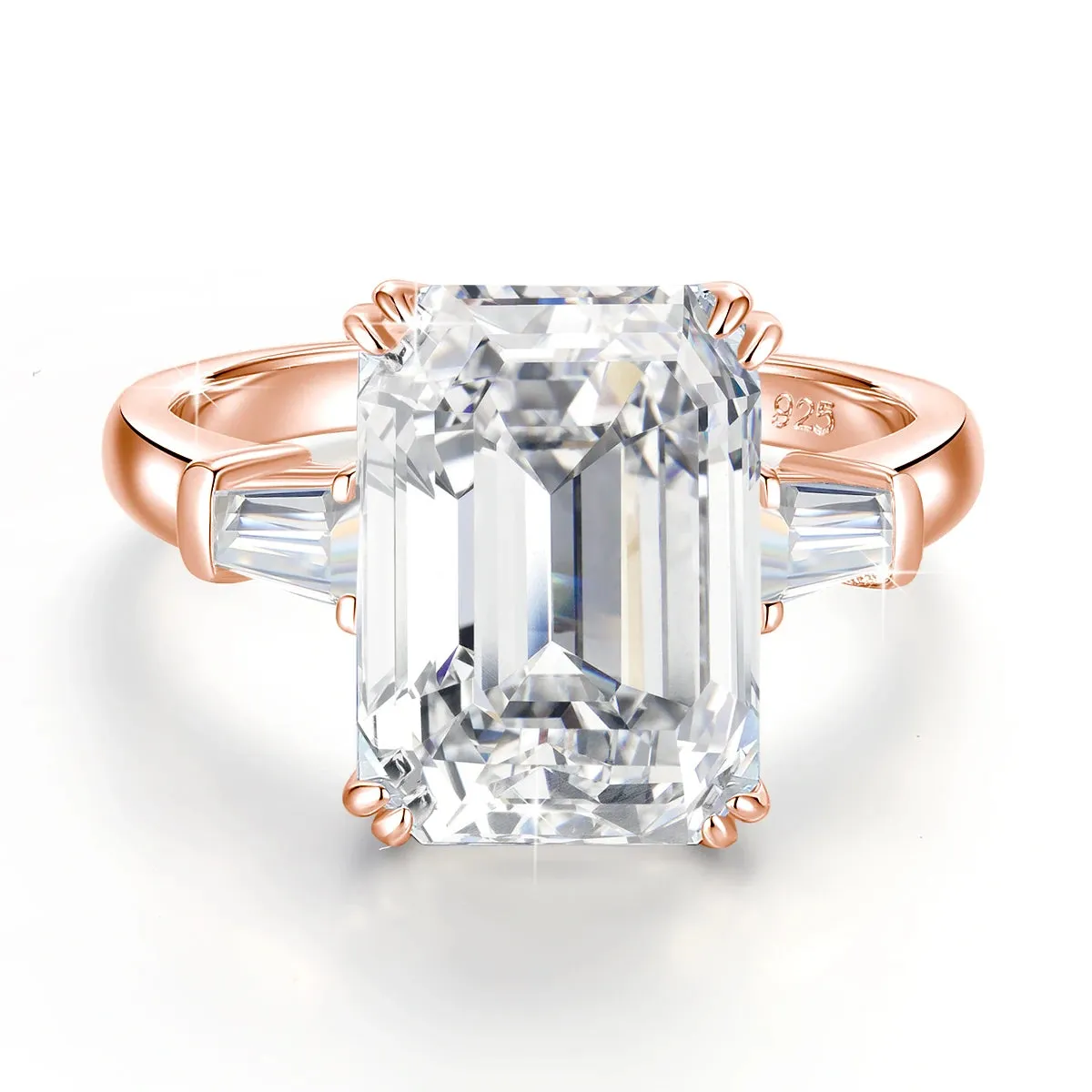 Certificated 10ct Emerald Cut Moissanite Ring Gold Big Diamond Wedding Jewelry For Women Waterproof Engagement Bride Gift New In