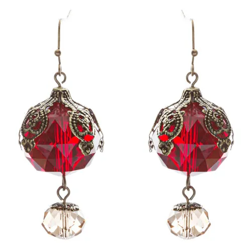 Contemporary Fashion Stunning Linear Glass Beads Dangle Earrings E840 Red
