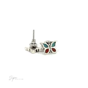 Coral and Turquoise Butterfly Studs