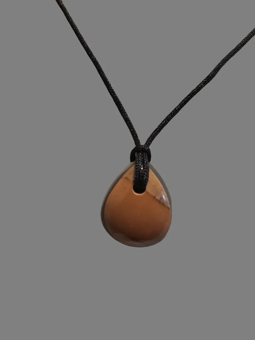 Custom Cut Polished Jasper Necklace/Pendant With Adjustable Cord