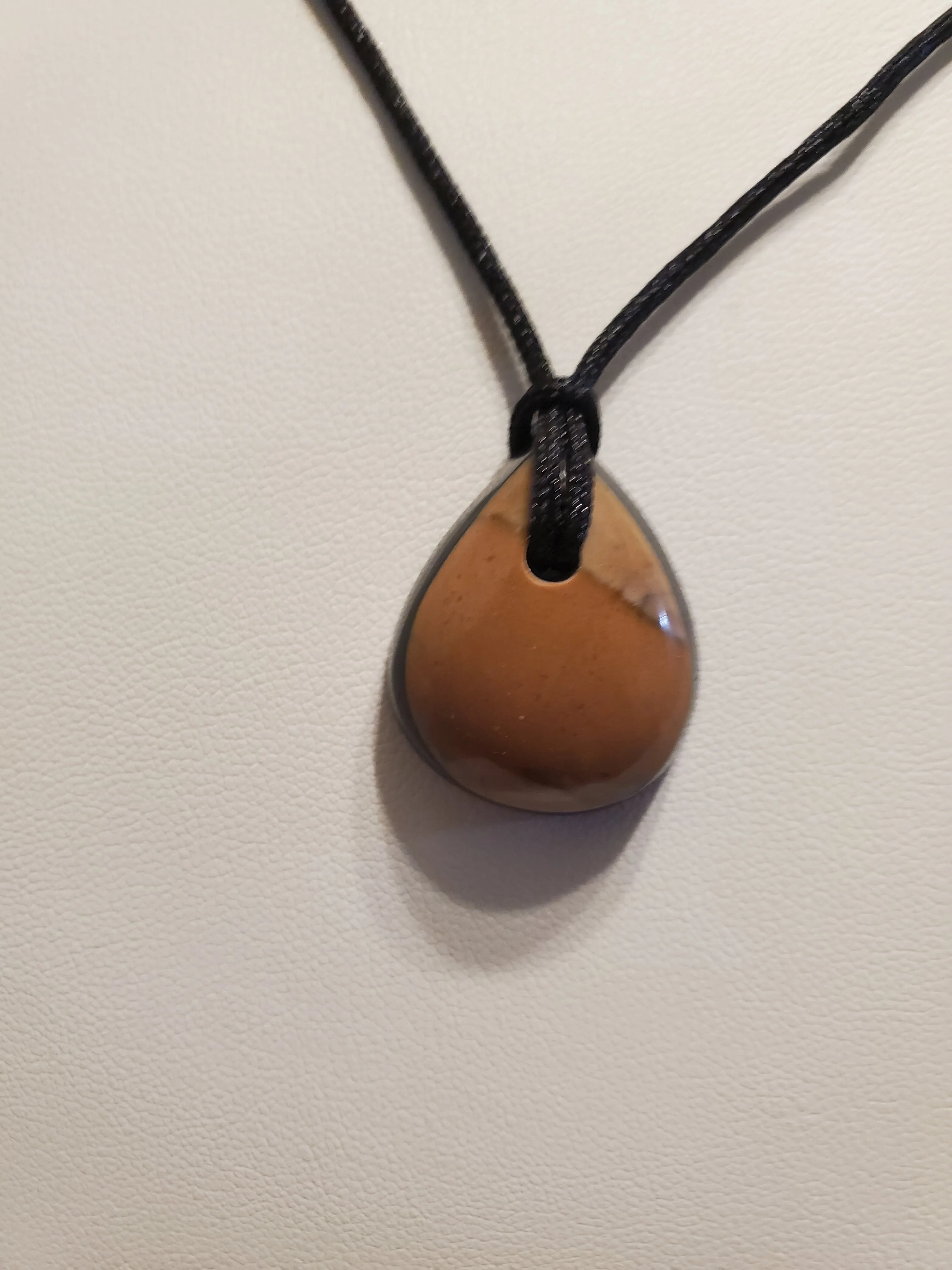 Custom Cut Polished Jasper Necklace/Pendant With Adjustable Cord