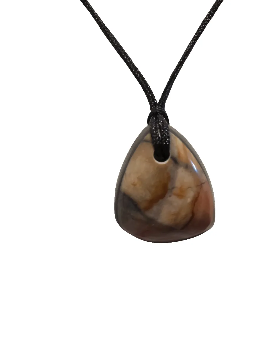 Custom Cut Polished Jasper Necklace/Pendant With Adjustable Cord