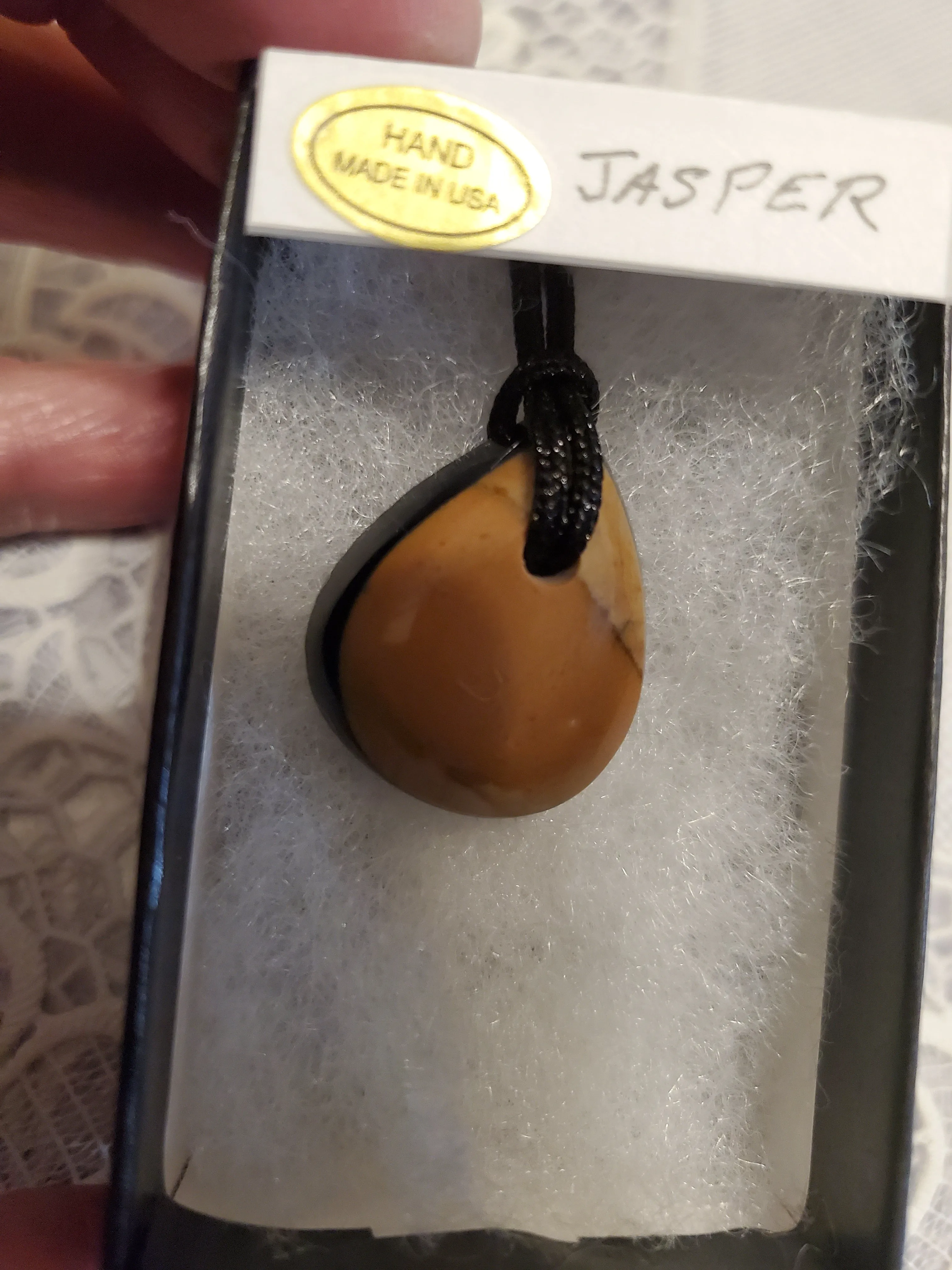 Custom Cut Polished Jasper Necklace/Pendant With Adjustable Cord