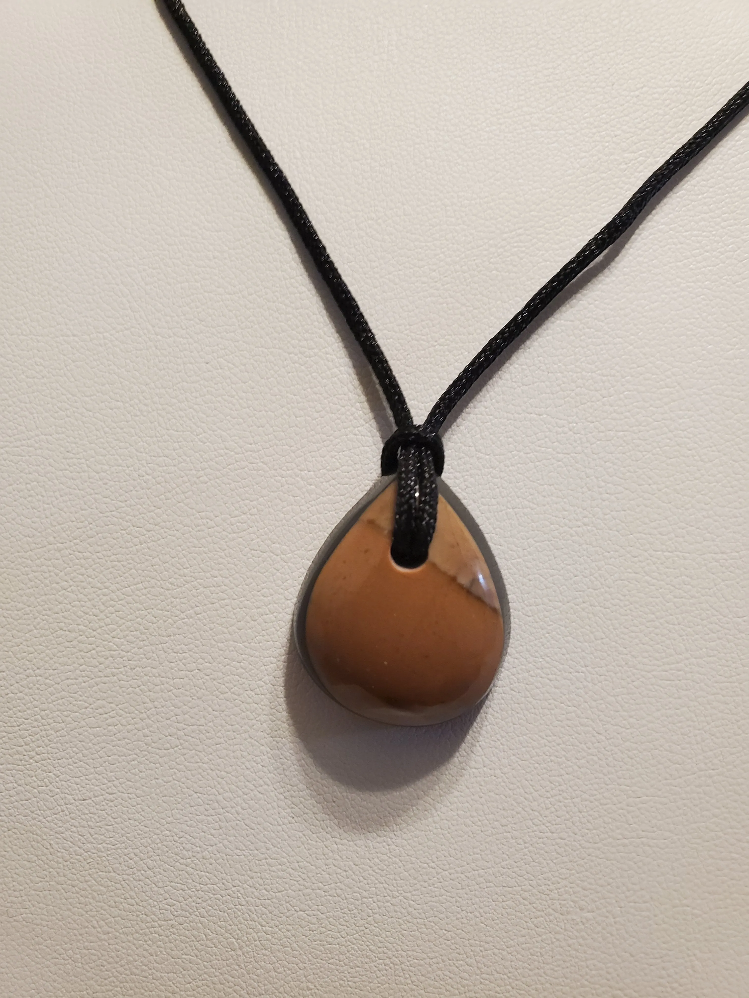 Custom Cut Polished Jasper Necklace/Pendant With Adjustable Cord
