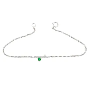 Diamond Dusted Meridian Bracelet - 14k Gold, Emerald, & White Diamond