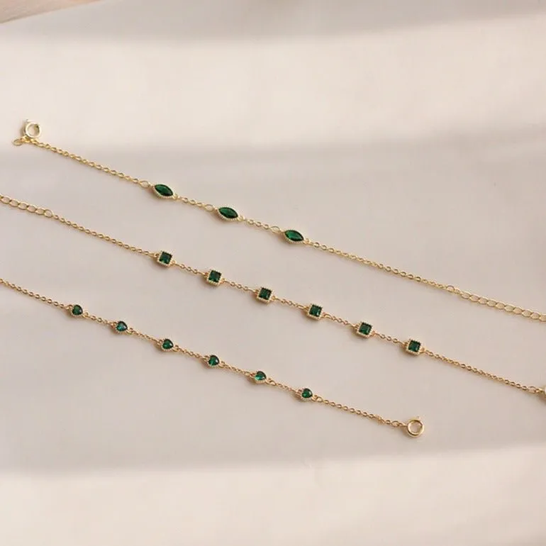 Emerald Bracelet (Solid Silver) - 3 Styles