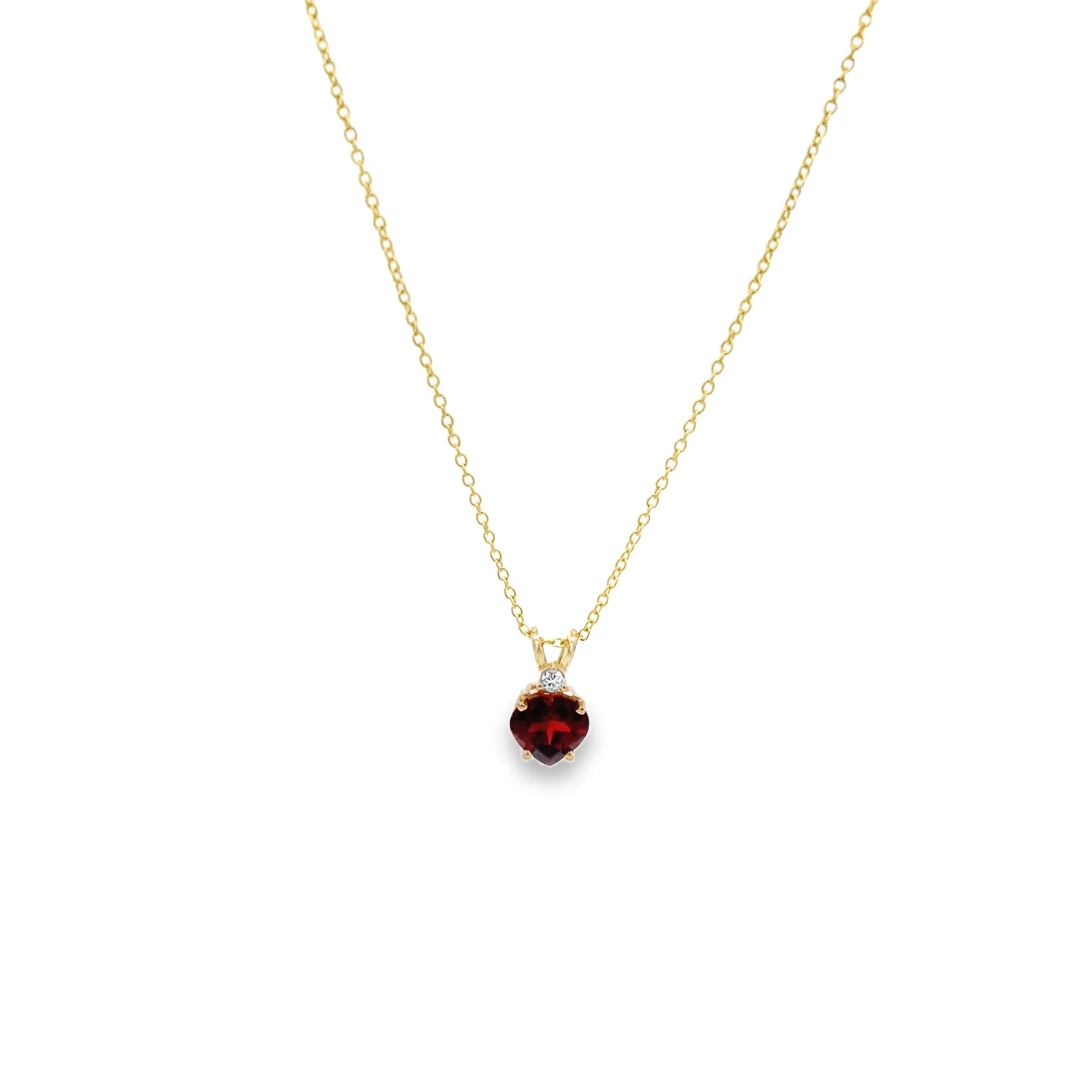 Garnet and Diamond Heart Pendant Necklace - made to order