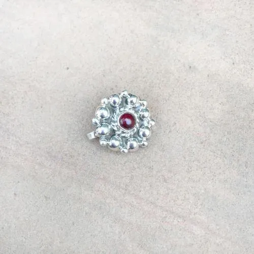 Garnet Phool Silver Nose Clip