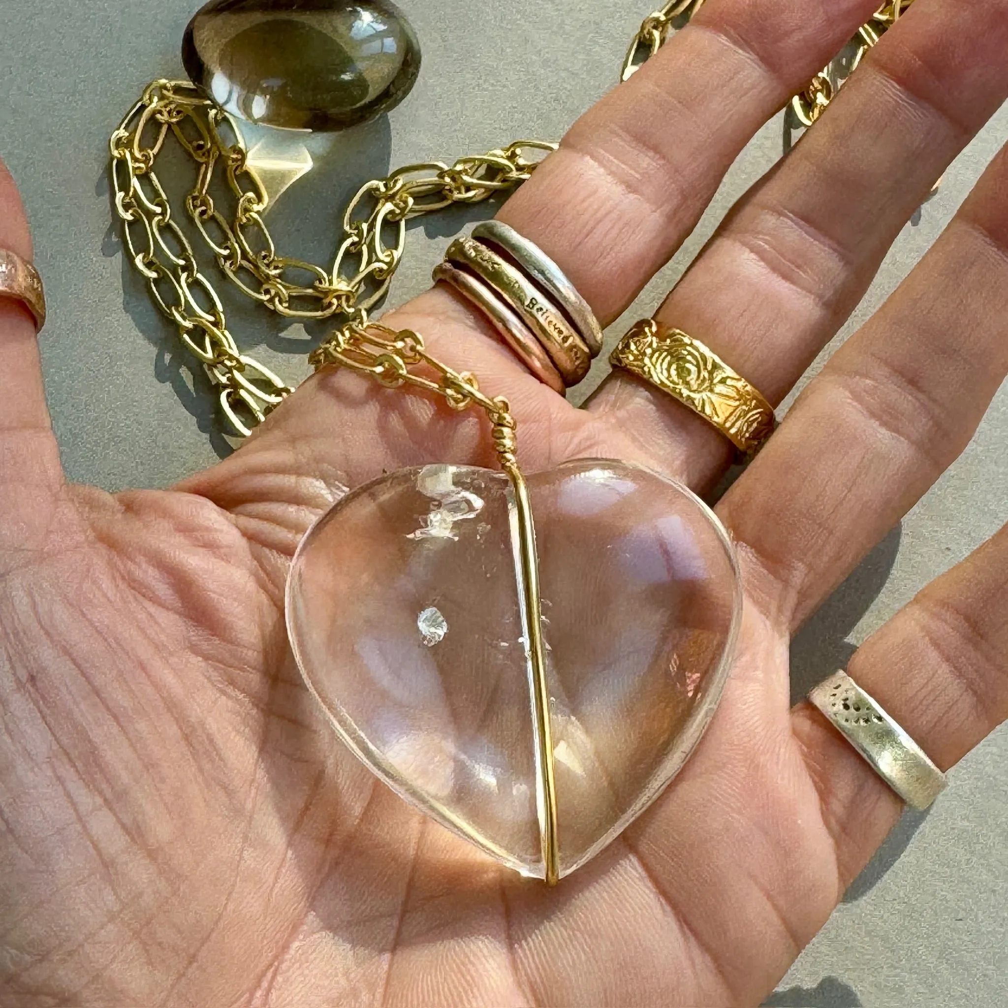 Heart of Light Quartz Crystal Pendant Necklace