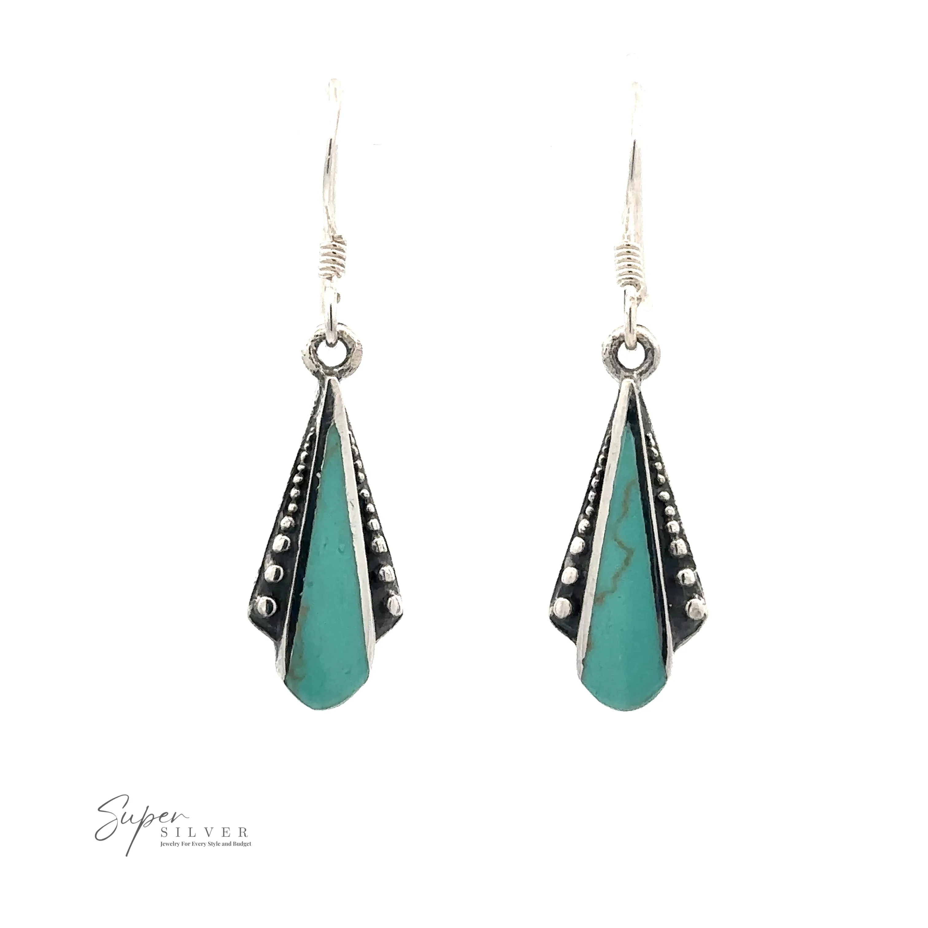 Inlaid Teardrop Shaped Bali Inspired Earrings