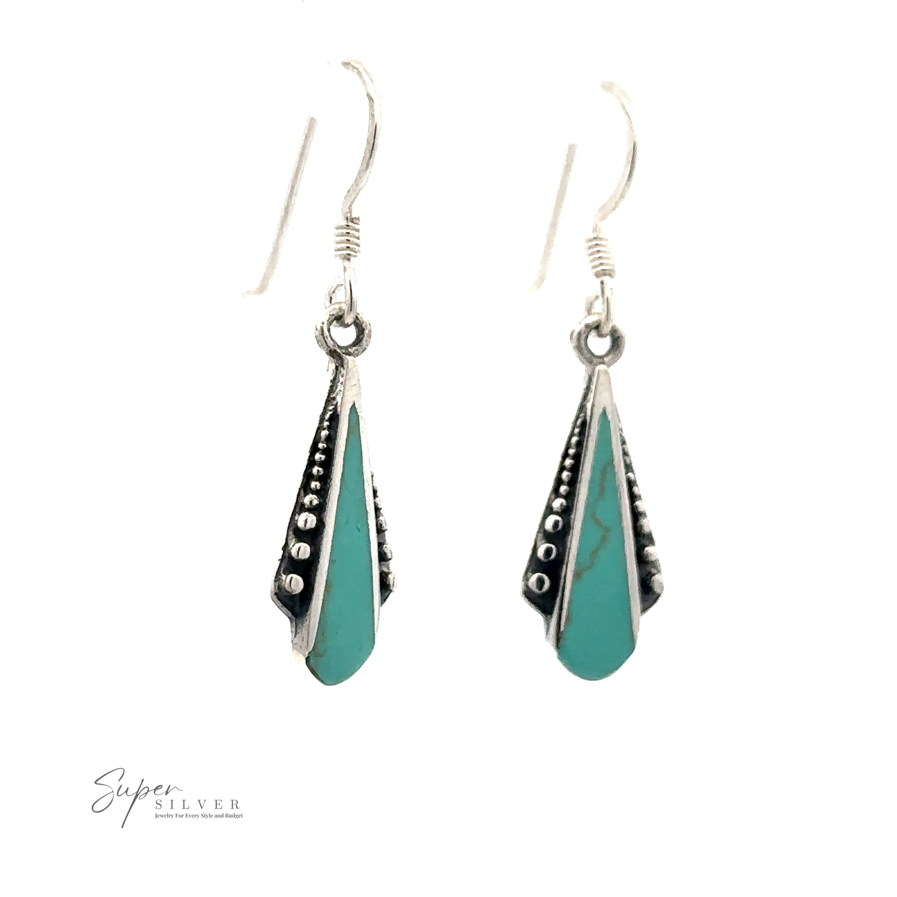 Inlaid Teardrop Shaped Bali Inspired Earrings