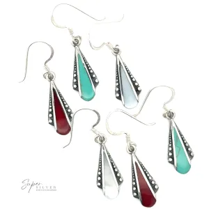 Inlaid Teardrop Shaped Bali Inspired Earrings