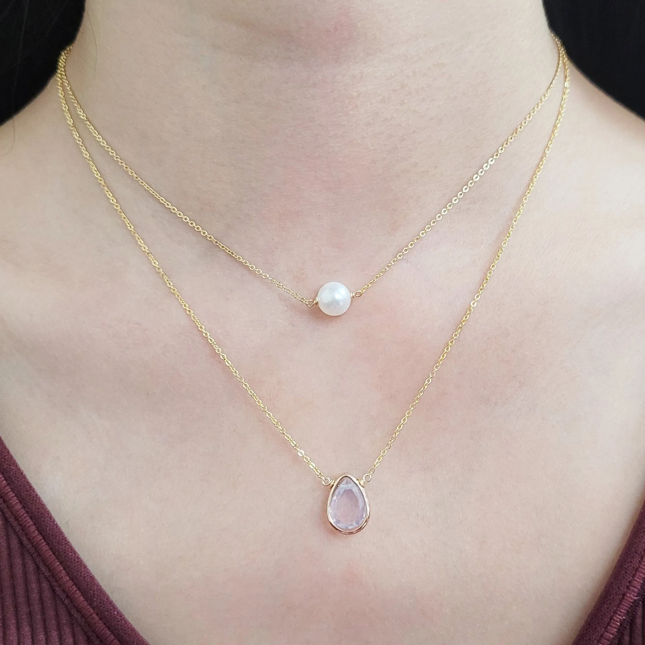 Lavender Quartz Briolette Pendant Necklace