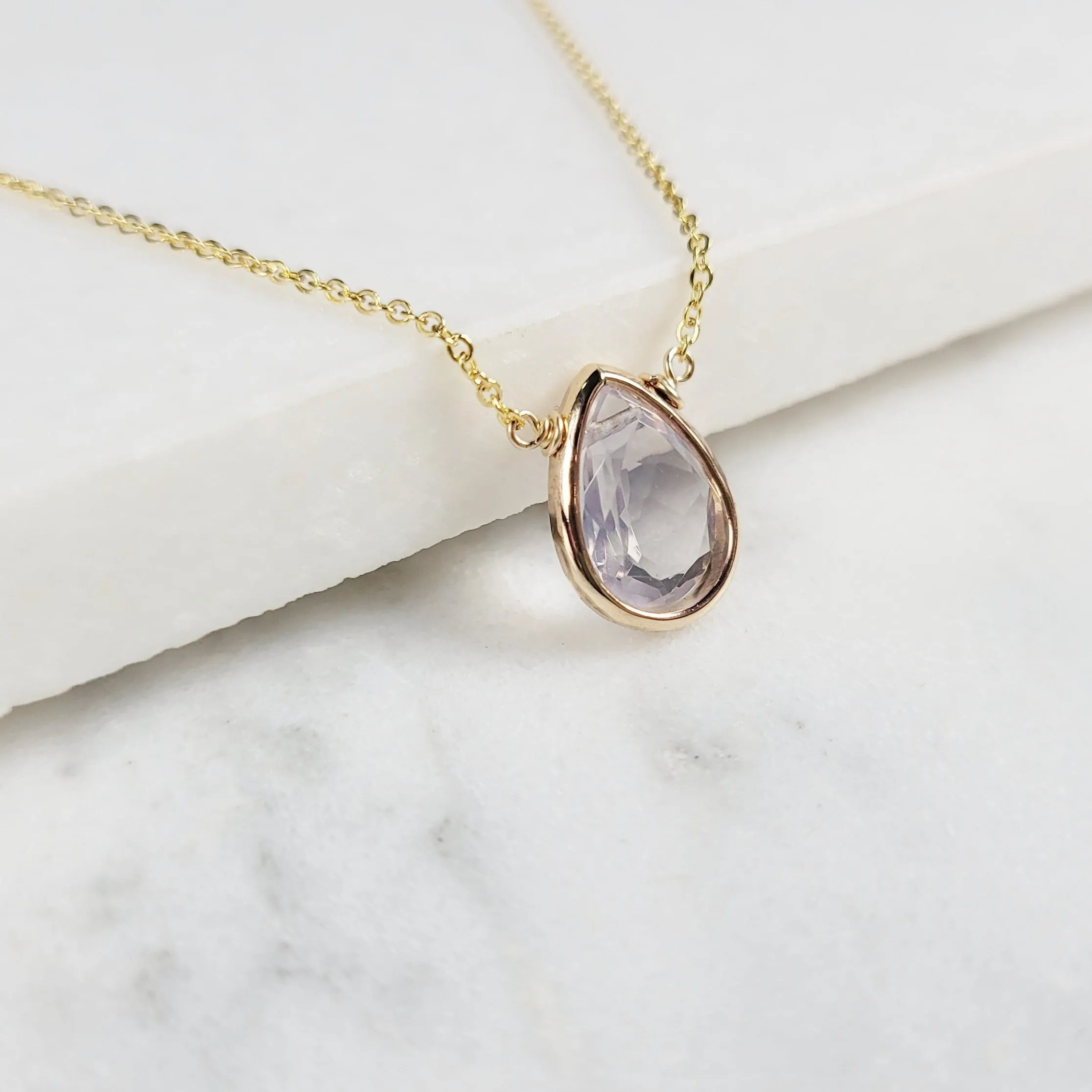 Lavender Quartz Briolette Pendant Necklace