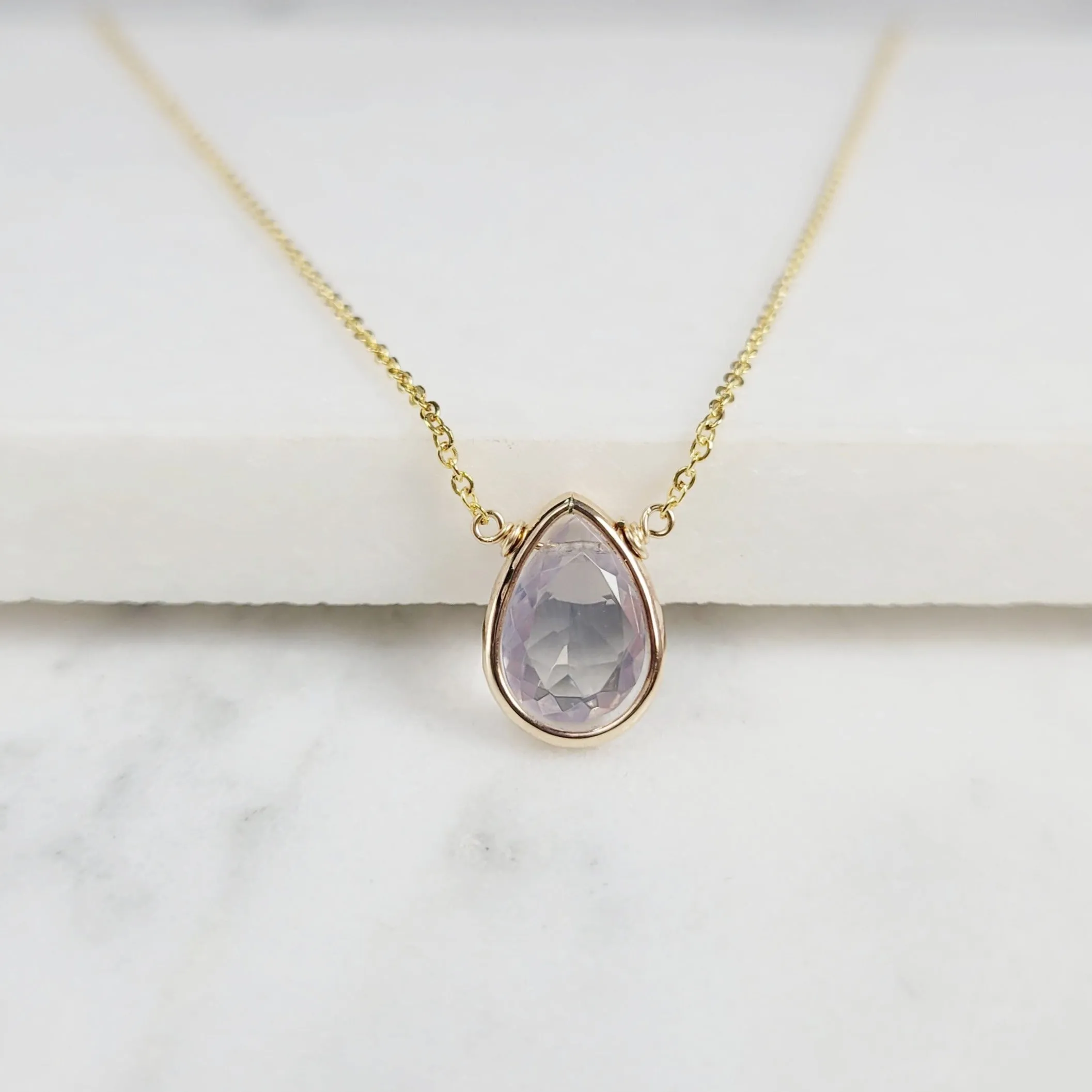 Lavender Quartz Briolette Pendant Necklace