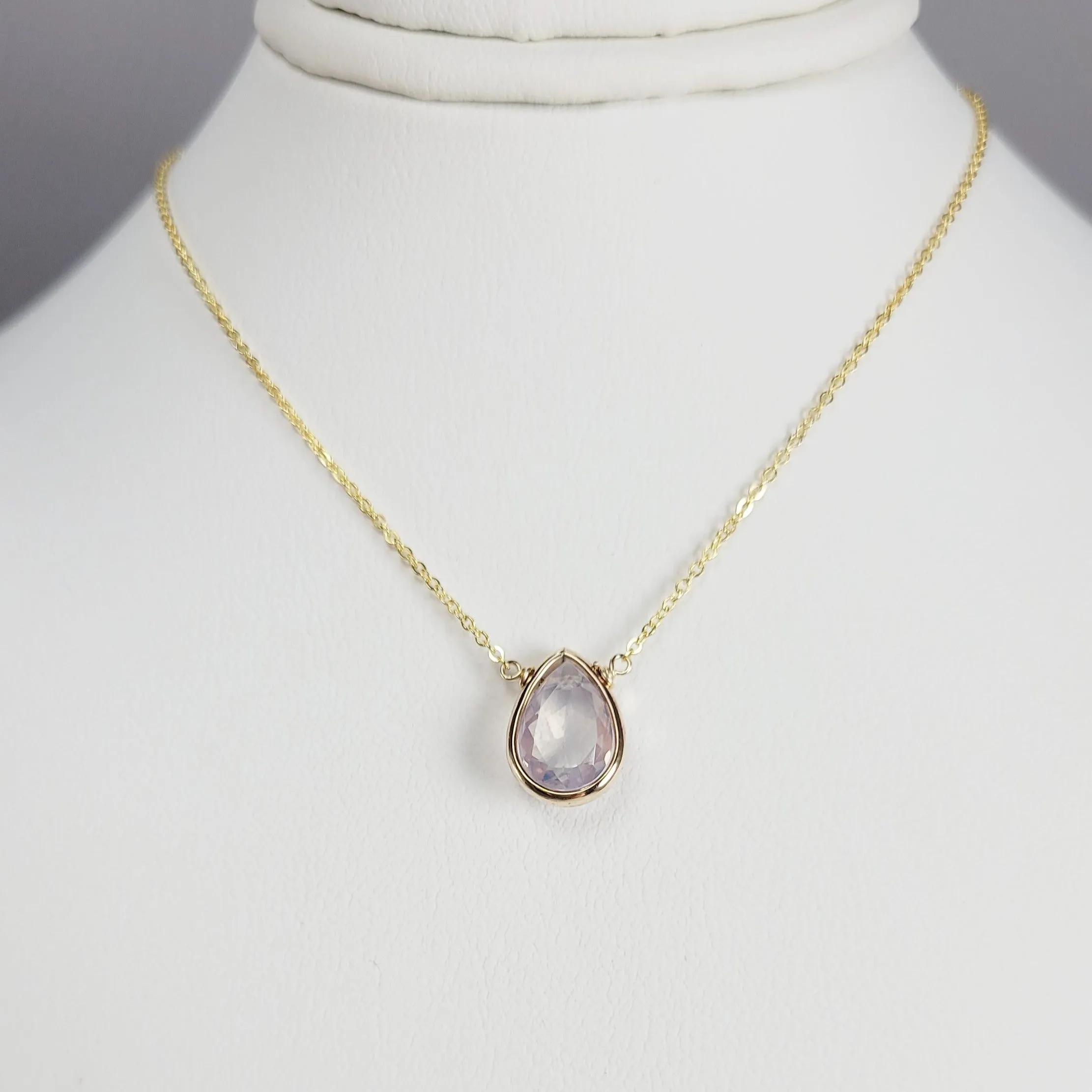 Lavender Quartz Briolette Pendant Necklace