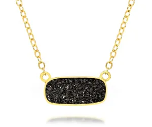 Medium Rectangle Black Druzy 14k Vermeil Necklace