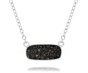 Medium Rectangle Black Druzy Necklace