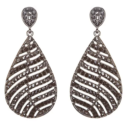 Modern Fashion Crystal Rhinestone Stunning Leaf Design Dangle Earrings E729 BLK