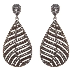 Modern Fashion Crystal Rhinestone Stunning Leaf Design Dangle Earrings E729 BLK