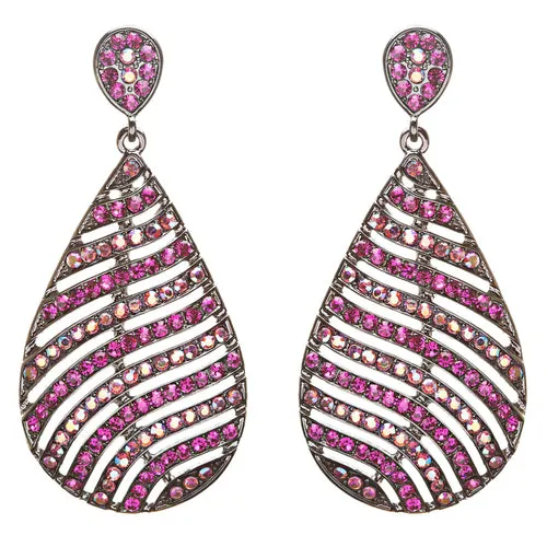 Modern Fashion Crystal Rhinestone Stunning Leaf Design Dangle Earrings E729 Pink