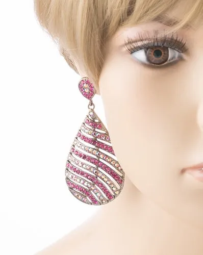 Modern Fashion Crystal Rhinestone Stunning Leaf Design Dangle Earrings E729 Pink
