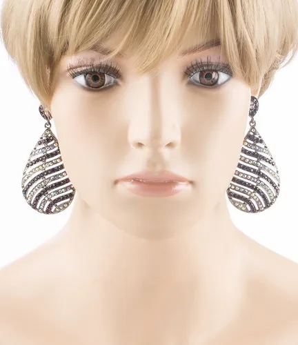 Modern Fashion Crystal Rhinestone Stunning Leaf Design Dangle Earrings E729 PRPL