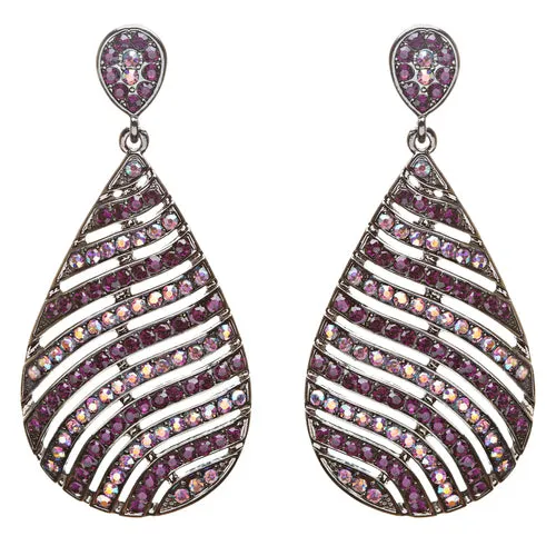 Modern Fashion Crystal Rhinestone Stunning Leaf Design Dangle Earrings E729 PRPL