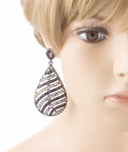 Modern Fashion Crystal Rhinestone Stunning Leaf Design Dangle Earrings E729 PRPL
