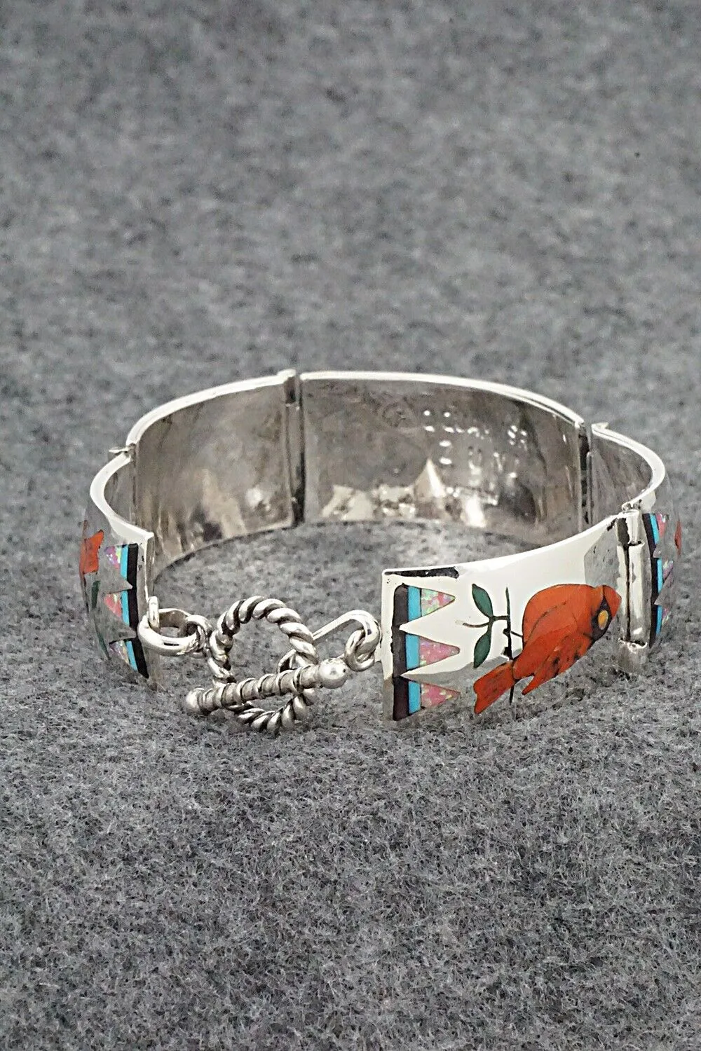 Multi-Stone & Sterling Silver Link Bracelet - Quintin Quam Sr.
