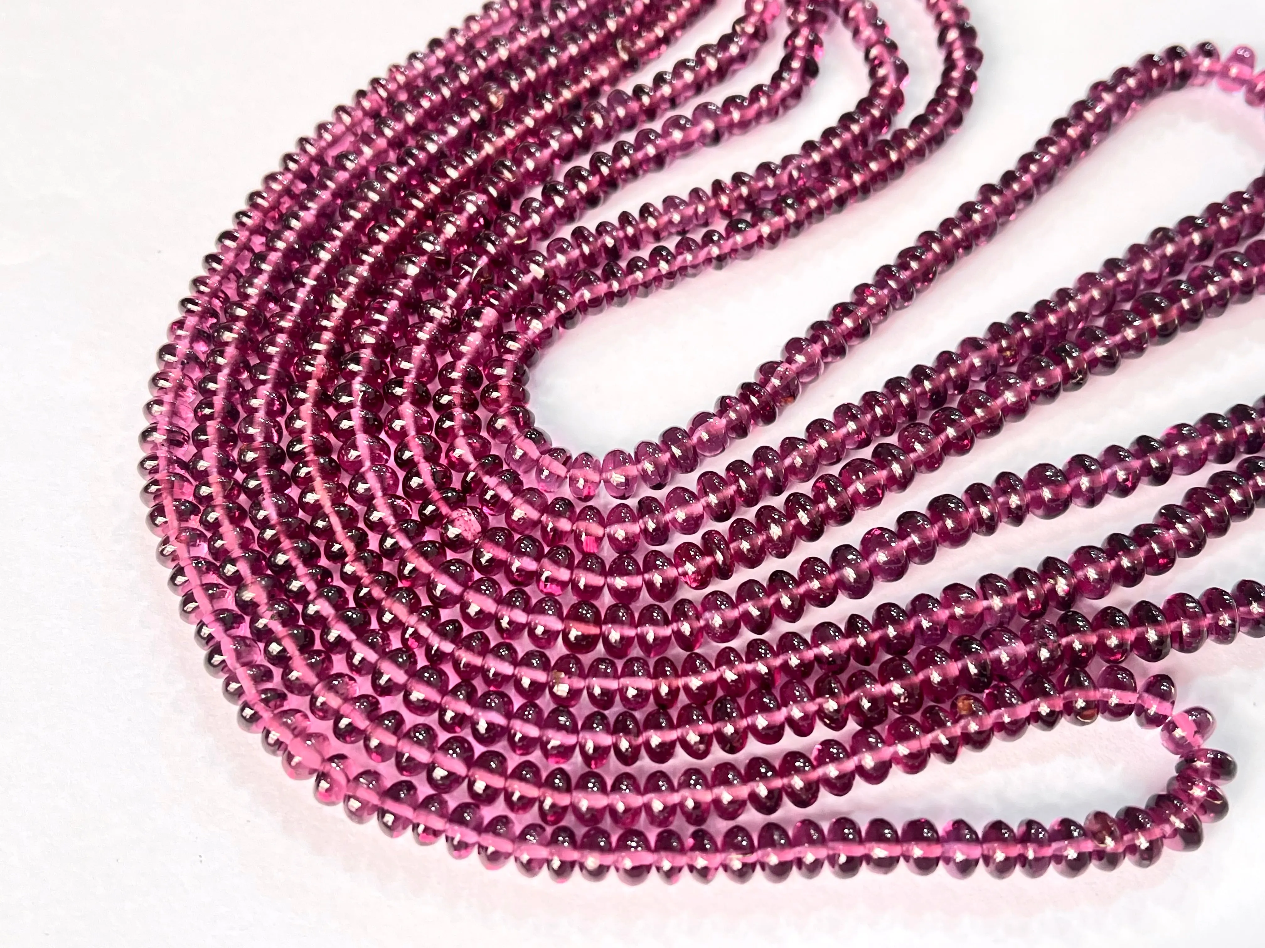 Natural Malaya Garnet Smooth Rondelle Shape Beads