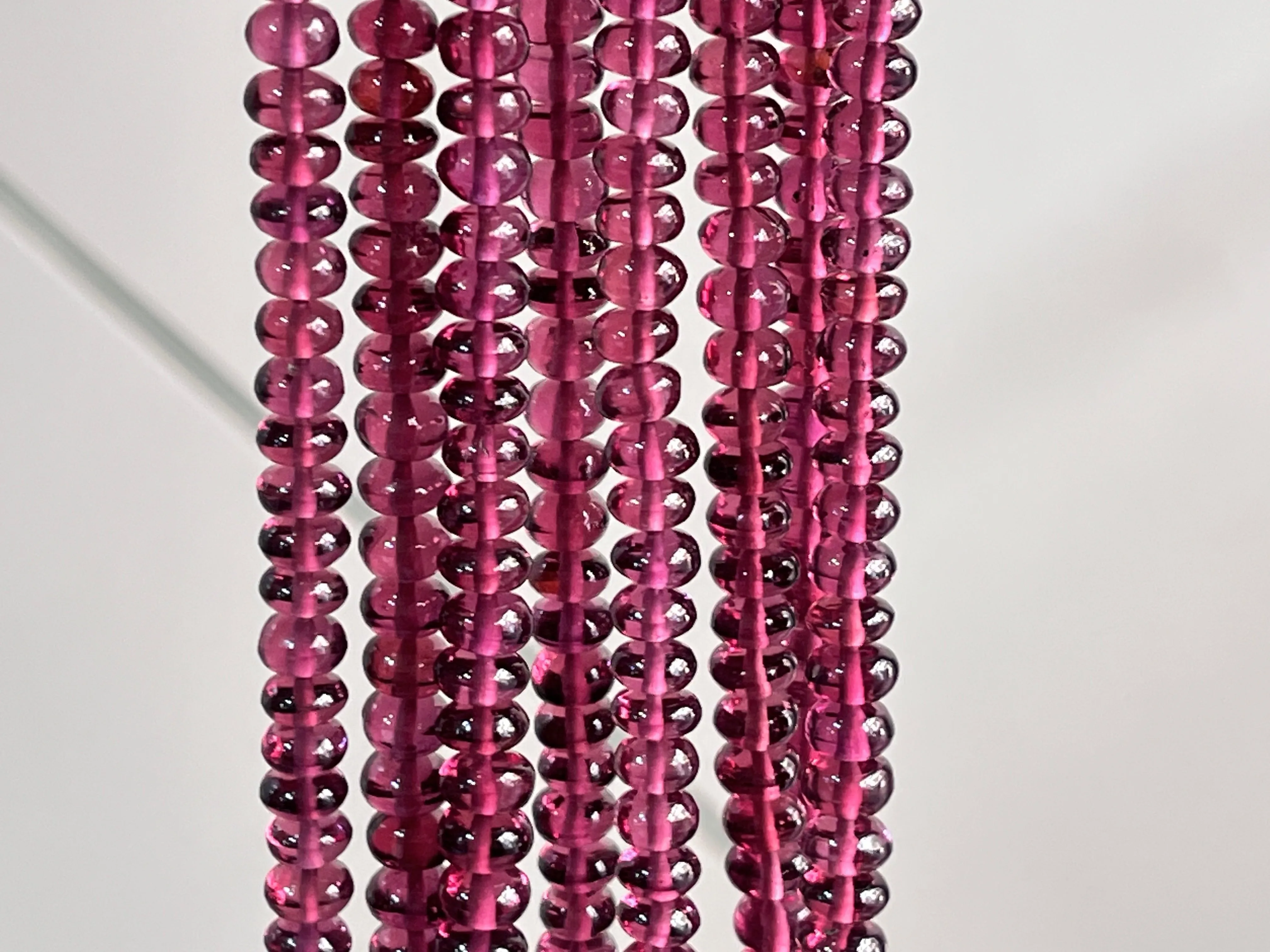 Natural Malaya Garnet Smooth Rondelle Shape Beads
