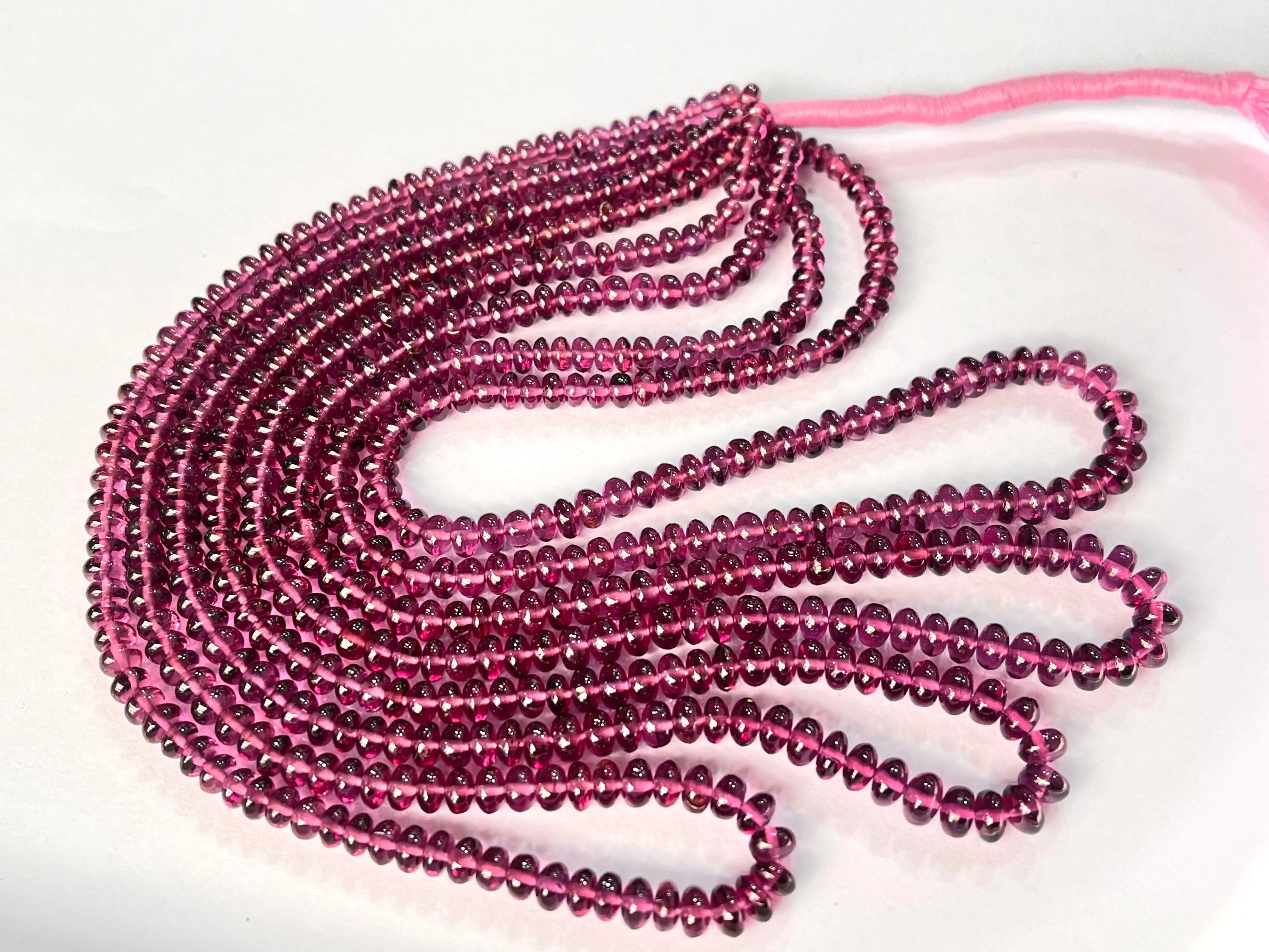 Natural Malaya Garnet Smooth Rondelle Shape Beads